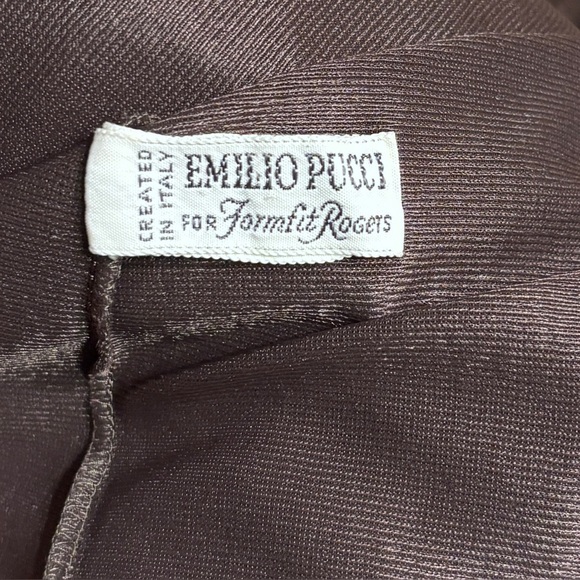 EMILIO PUCCI Brown Short Robe with Cream Lace Trim VINTAGE - Picture 6 of 9